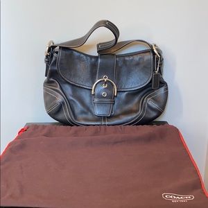 COACH black leather shoulder purse